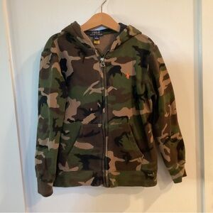 Polo by Ralph Lauren Green Camo Zip-Up Hoodie with Orange Pony